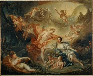 Apollo che rivela la sua divinità alla pastorella Issa (dipinto su tela)