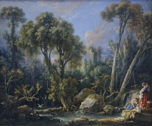 Lavandaie in un paesaggio