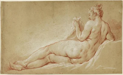 Nudo femminile disteso, visto di schiena