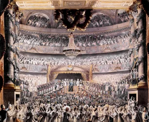 Luigi XVIII (1755-1824) assiste a uno spettacolo al Théâtre de l