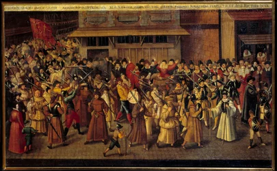 Guerre di religione tra cattolici e protestanti: Processione della Lega alla fine della Cattedrale di Notre Dame il 4/02/1593
