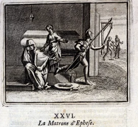 La matrona di Efeso. Favole di Jean de La Fontaine (1621-95). Illustrazione di François Chauveau (1613-1676). Edizione del 1728.