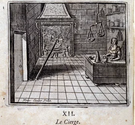 La candela. Favole di Jean de La Fontaine (1621-95). Illustrazione di François Chauveau (1613-1676). Edizione del 1728