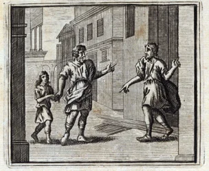 Il depositario infedele. Favole di Jean de La Fontaine. Illustrazione di François Chauveau. Edizione del 1728.