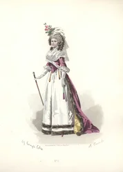 Donna con abito bordato di pelliccia, era di Maria Antonietta
