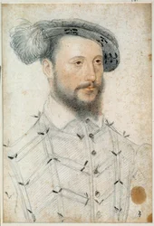Ritratto di Antonio di Halluin, Signore di Piennes (1505 - 1553). Disegno a sanguigna e pietra nera di François Clouet (1515-1572)