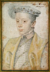 Ritratto di Carlo II Duca di Lorena e Bar (1543-1608). Disegno a sanguigna e pietra nera di François Clouet (1515-1572)