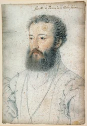 Ritratto di Carlo di Borbone, Principe di La Roche-sur-Yon (1515-1565). Disegno a sanguigna e pietra nera di Clouet Francois (1515-1572)