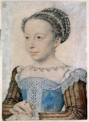 Ritratto di Margherita di Valois (1553-1615) o Regina Margot (disegno a matita e sanguigna di François Clouet)