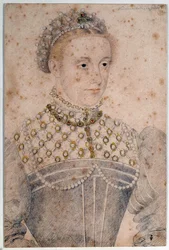 Ritratto della giovane Maria Stuarda (1542-1587), regina di Francia e Scozia. Disegno a matita di François Clouet (1515-1572). XVI secolo. Chantilly, Museo Condé