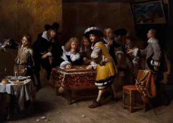 Compagnia elegante con giocatori di backgammon ("La Partie De Tric-Trac")