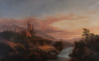 Rovine di un castello in una valle nelle Alpi (Beauvoir-en-Royans) c.1830