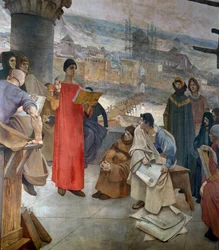 Abelardo e la sua scuola sul monte Sainte Genevieve a Parigi