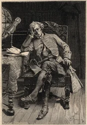Guy Mannering - illustrazione del XIX secolo per il romanzo di Walter Scott "Guy Mannering o L