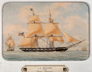 Il brigantino Merope, di Francois Roux, acquerello, Francia