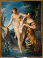 Una bagnante e la sua compagna Dipinto di Francois Le Moyne (1688-1737). XVIII secolo. Dim. 1,63 x 1,17 m Tours, Musee des Beaux Arts