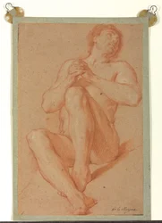 Nudo accademico seduto con le mani giunte, c.1723-24