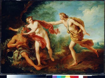 Apollo e Dafne con suo padre il dio fiume Peneo