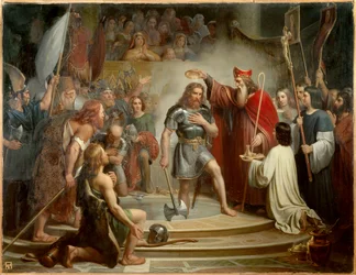 Il battesimo di Clodoveo a Reims il 25 dicembre 496.