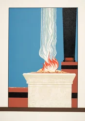 Torcia fiammeggiante da Prometeo incatenato di Eschilo, pub. 1941 (stampa pochoir)