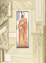 Uomo con Turbante, con Contorno di Design Moderno
