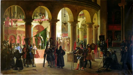 Goffredo di Buglione (c.1060-1100) deposita i trofei di Askalon nella Chiesa del Santo Sepolcro, agosto 1099, 1839