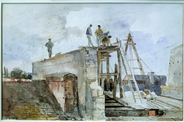 Cantiere di costruzione visto dalla finestra di Granet all