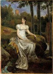 Ritratto di Desiree Clary (1777-1860) moglie di Bernadotte, Regina di Svezia, rappresentata come Principessa di Monte Corvo nel parco del castello di Bellevue