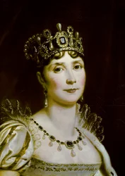 Ritratto di Giuseppina de Beauharnais (1763-1814), imperatrice dei Francesi, in costume imperiale, dettaglio del volto. XIX secolo. 0.85 x 0.67 m, Museo del castello di Malmaison