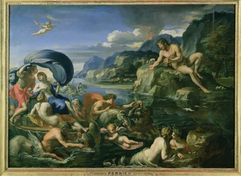 Aci e Galatea che si nascondono dal gigante Polifemo