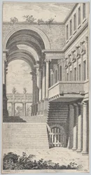 Veduta architettonica con un arco