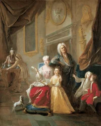Ritratto di una famiglia in un interno