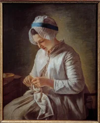 Ritratto di donna che lavora a maglia