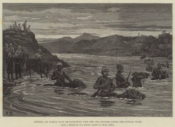 Il generale Sir Evelyn Wood in ricognizione con il 15° Ussari attraverso il fiume Buffalo