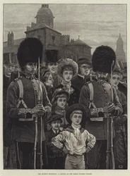 Il compleanno della regina, uno schizzo alla parata delle Guardie a Cavallo