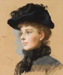 Donna con cappello nero
