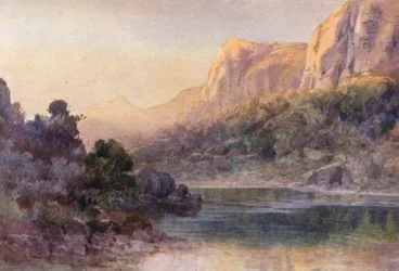 Nuova Zelanda: Waihi Bay, Whangaroa Harbour (litografia a colori)