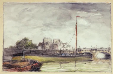 Le Pont-Neuf (gouache e carboncino su carta)