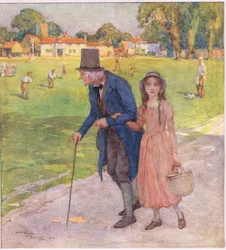 Era un posto molto piccolo. Gli uomini e i ragazzi giocavano a cricket sul prato, c.1920