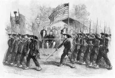 Marcia della "Guardia Garibaldina" davanti al Presidente Lincoln, 1861-1865 (c1880)