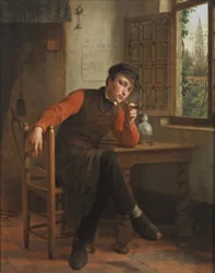 François Antoine De Bruycker - Giovane che fuma la pipa in un interno di salotto