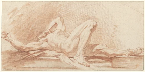 Studio di un uomo nudo sdraiato all