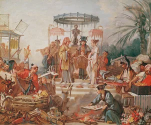 Un matrimonio cinese, studio per un cartone di arazzo, c.1742