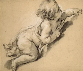 Putto sdraiato a destra, metà XVIII secolo