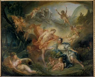 Apollo rivela la sua divinità al pastore Isse La pastorella ama Filemone che in realtà è il dio Apollo. Dipinto di François Boucher (1703-1770)