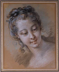 Testa di una Giovane Ragazza, Guardando in Basso a Destra