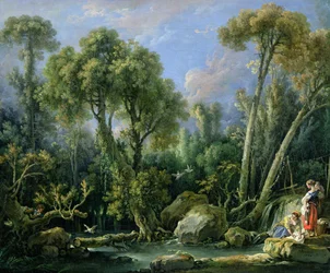 Lavandaie in un paesaggio, 1760