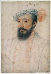 Ritratto di Monsignor di Gordes (1513 - 1578). Disegno a sanguigna e pietra nera di Clouet Francois (1515-1572)