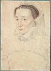 Ritratto di una dama sconosciuta. Disegno a sanguigna e pietra nera di François Clouet (1515-1572)