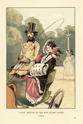 Un damerino che guida nel Bois de Boulogne